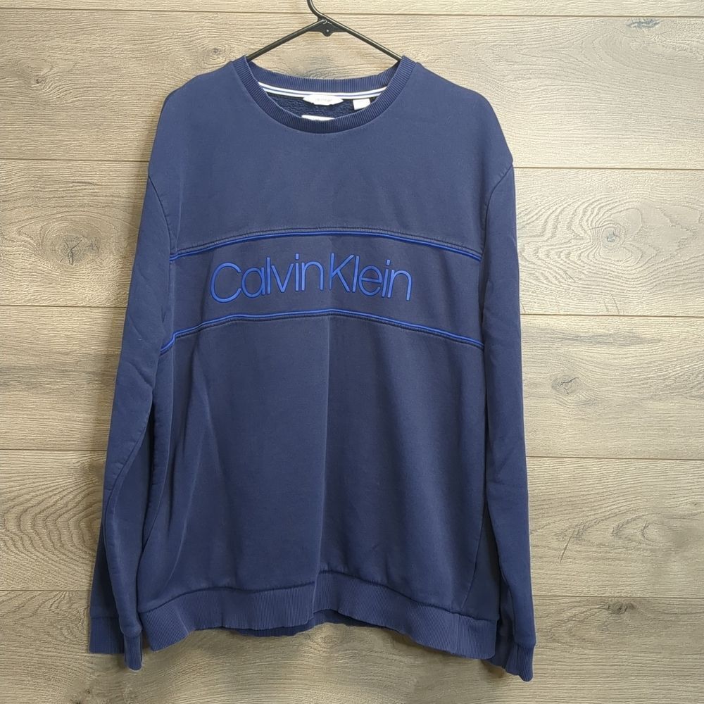 Calvin Klein Navy Blue Crewneck Fleece Sweater Men's XXL